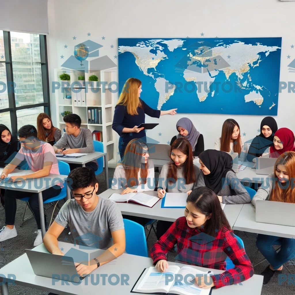 Students from Malaysia, Dubai, UAE, China, Hong Kong, and Indonesia participating in an IGCSE tutoring session with a tutor.