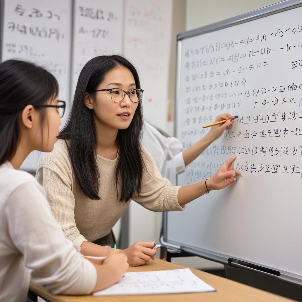 A tutor teaching advanced mathematics to an A-Level student.