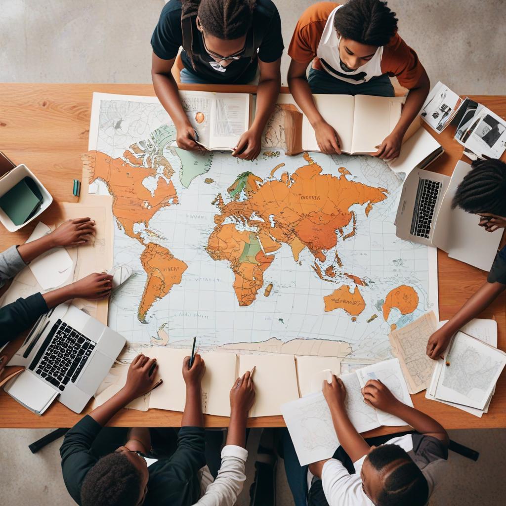 A diverse group of students studying together, representing A-Level tuition for international students.