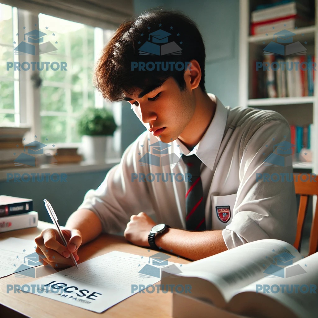 A student practicing IGCSE exam papers.