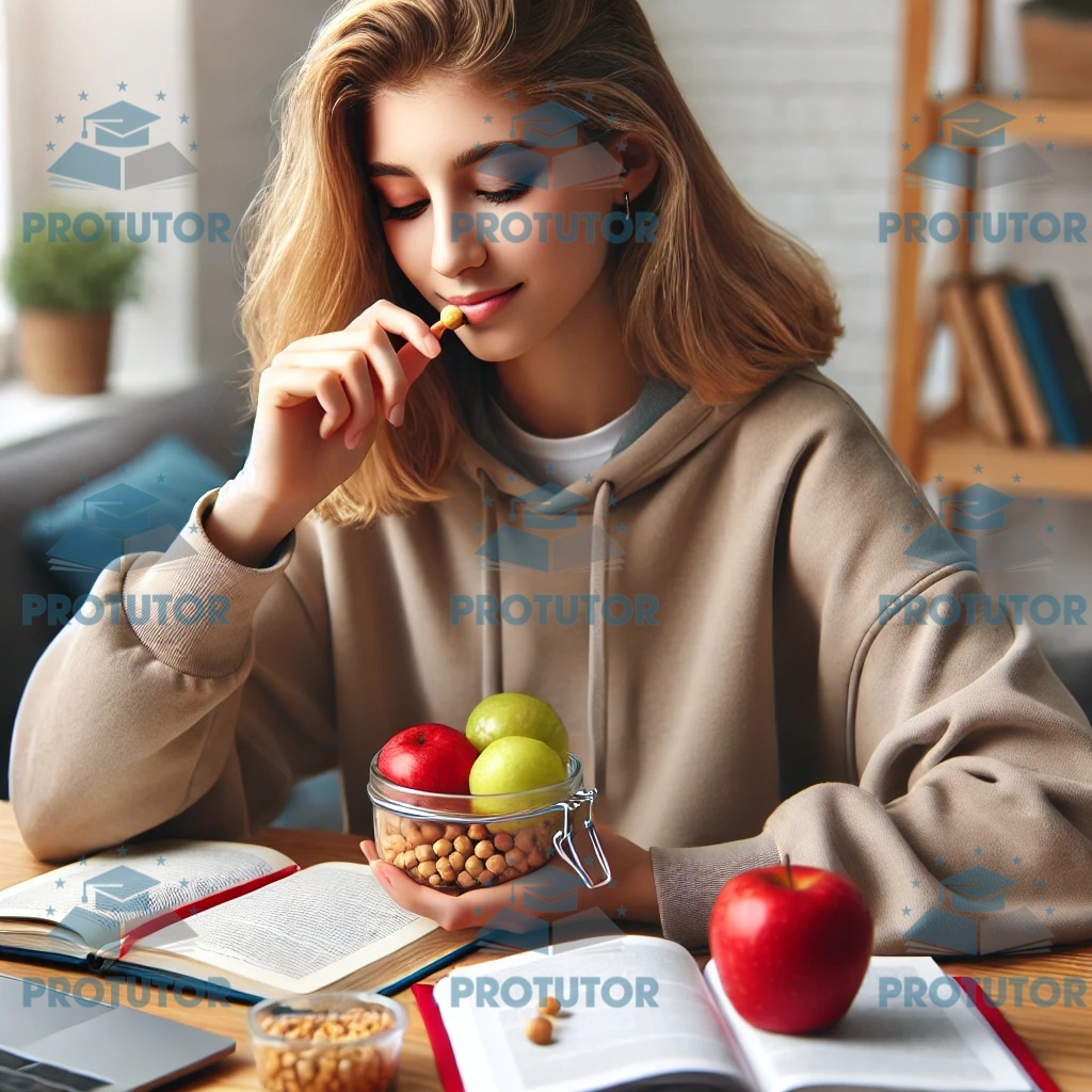 Student enjoying a healthy snack during a study break