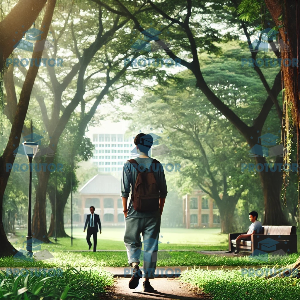 Student going for a walk to relieve stress during exam preparation