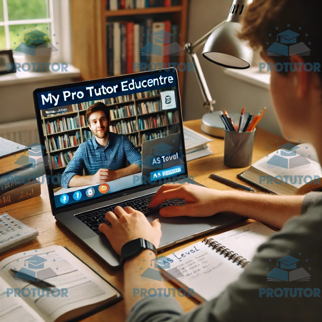 Student using an online tutoring platform to get help with AS Level subjects.