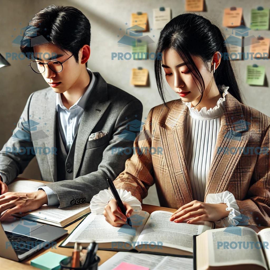 Student studying in a well-organized environment using notes, laptop, and study tools, symbolizing study habits in Indonesia and China
