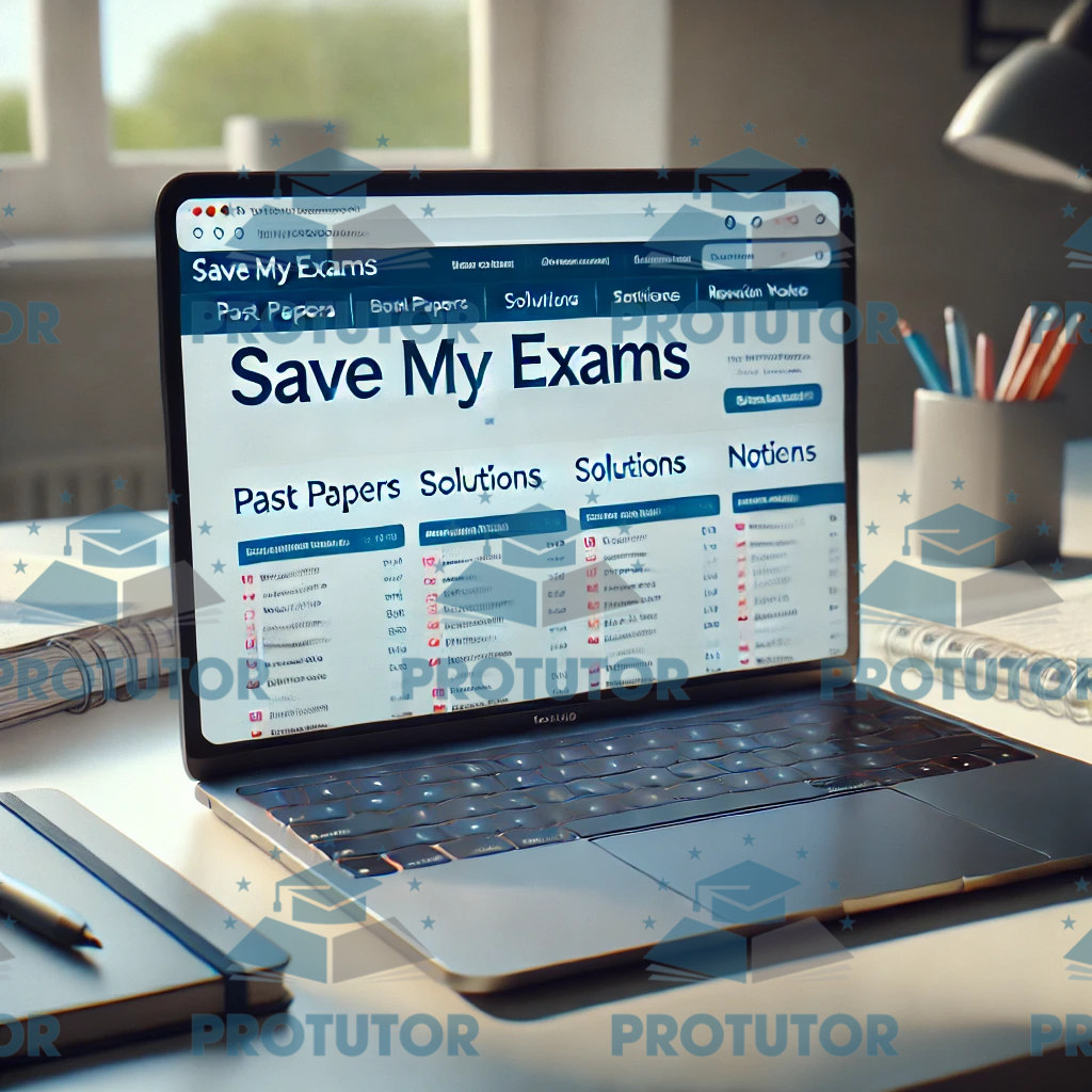 Laptop displaying the Save My Exams website homepage.