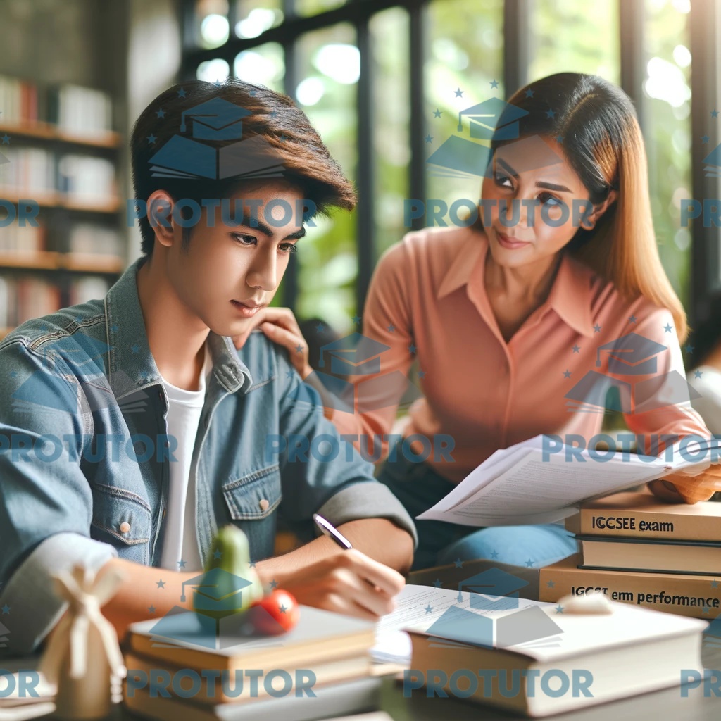 Student studying with tutor to improve IGCSE exam performanceStudent studying with tutor to improve IGCSE exam performance.