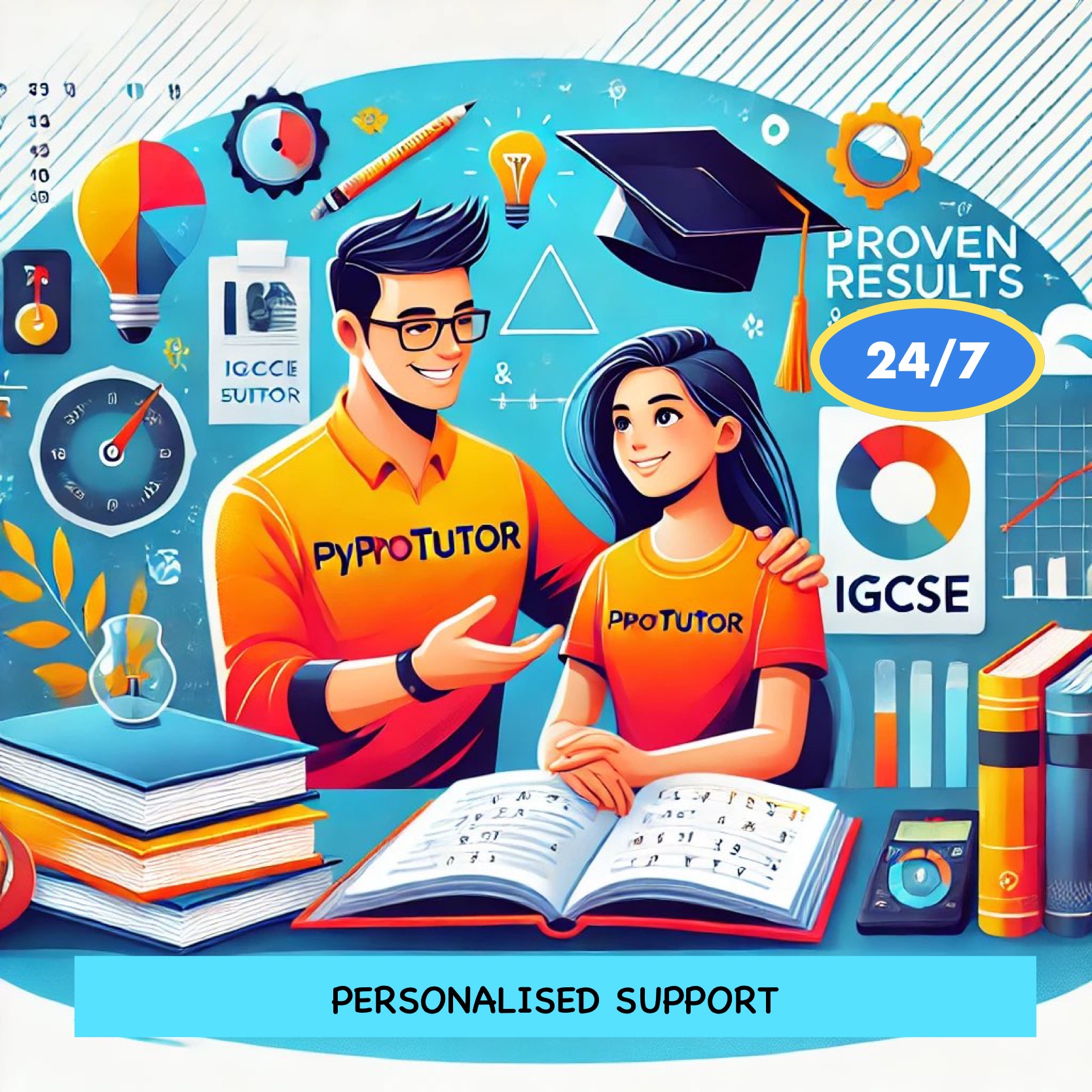 Personalized IGCSE tutoring session with a student and tutor, showcasing academic success and support.